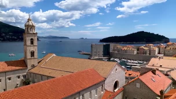 Letecký Pohled Dubrovník Město Jižním Chorvatsku Výhledem Jaderské Moře Evropa — Stock video