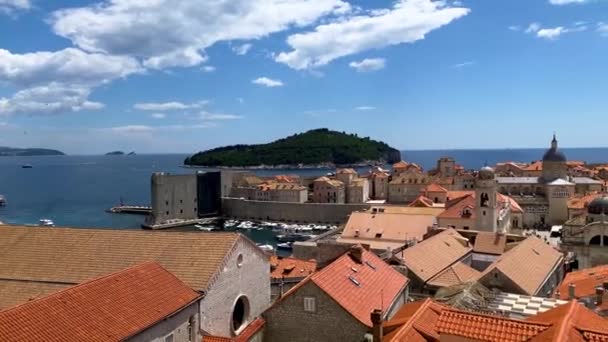 Het Uitzicht Vanuit Lucht Dubrovnik Een Stad Het Zuiden Van — Stockvideo