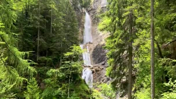 Prachtige Driedelige Lagere Martuljek Waterval Juliaanse Alpen Slovenië Nationaal Park — Stockvideo