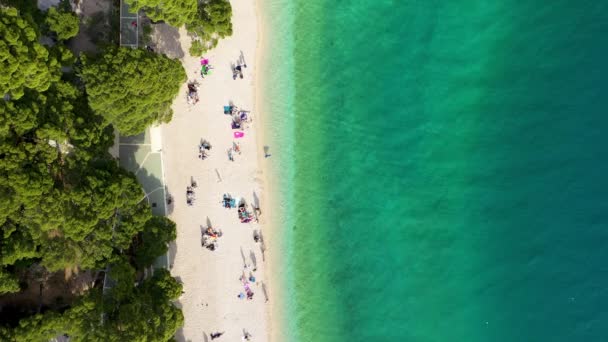 Hermosa Vista Aérea Playa Punta Rata Brela Makarska Riviera Croacia — Vídeos de Stock