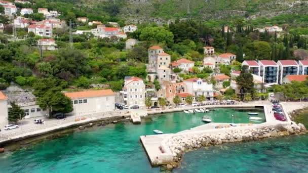Ειδυλλιακό Χωριό Μλήνη Στο Αρχιπέλαγος Ντουμπρόβνικ Νότια Δαλματία Της Κροατίας — Αρχείο Βίντεο