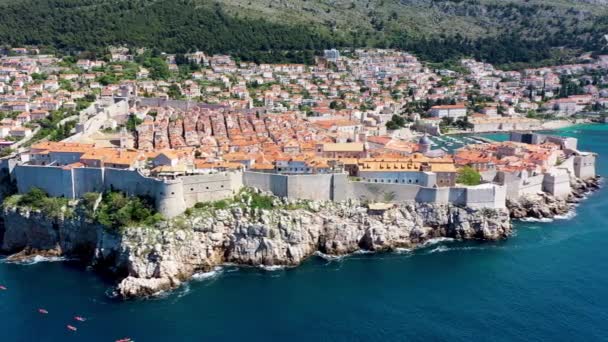 Vista Aérea Dubrovnik Una Ciudad Sur Croacia Frente Mar Adriático — Vídeo de stock