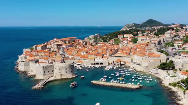 Vista Aérea Dubrovnik Uma Cidade Sul Croácia Frente Mar Adriático — Vídeo de Stock