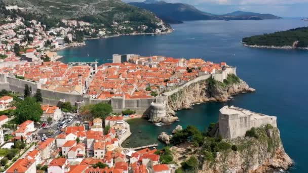 Vista Aerea Dubrovnik Una Città Nel Sud Della Croazia Fronte — Video Stock