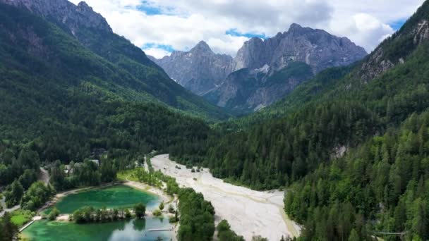 Jasna See Mit Wunderschönen Bergen Naturkulisse Triglav Nationalpark Lage Triglav — Stockvideo