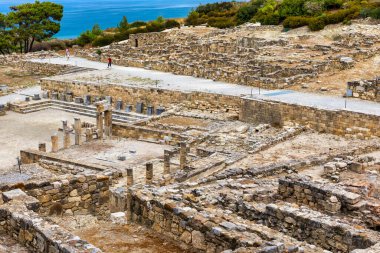 Ancient city of Kameiros on the Greek island of Rhodes in Dodekanisos archipelago. Ancient Kamiros, archaeological site. Archaeological site ancient Kamiros in Rhodes island at Greece. 