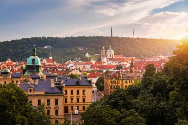 Charles Bridge sunset view of the Old Town pier architecture, Charles Bridge over Vltava river in Prague, Czechia. Old Town of Prague with Charles Bridge, Prague, Czech Republic.