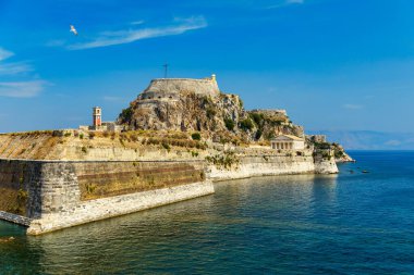 The old Venetian fortress of Corfu town, Corfu, Greece. The Old Fortress of Corfu is a Venetian fortress in the city of Corfu. Venetian Old Fortress (Palaio Frourio), Corfu, Ionian Islands, Greece