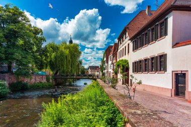 Almanya 'nın Ettlingen şehrinde Alb nehri ile. Alb Nehri ile Almanya 'nın Ettlingen eyaletinde yer alan bir şehirdir. Ettlingen, Baden Wurttemberg, Almanya. 