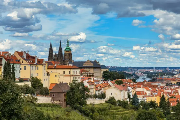Prague Castle and Lesser Town panorama. View from Petrin Hill. Prague, Czech Republic. View of Prague Castle from Strahov monastery. Prague, Czech Republic 