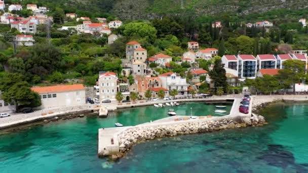 Idilliaco Villaggio Mlini Nell Arcipelago Dubrovnik Vista Dalmazia Meridionale Regione — Video Stock