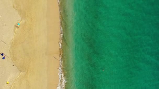 Παραλία Τυρκουάζ Νερά Στο Νησί Φουερτεβεντούρα Ισπανία Κανάρια Νησιά Αεροφωτογραφία — Αρχείο Βίντεο