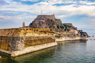 The old Venetian fortress of Corfu town, Corfu, Greece. The Old Fortress of Corfu is a Venetian fortress in the city of Corfu. Venetian Old Fortress (Palaio Frourio), Corfu, Ionian Islands, Greece