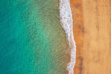 Ocean View Beach. Ocean Beach, beautiful landscape, travel and vacation. Aerial view of sandy beach and ocean with waves