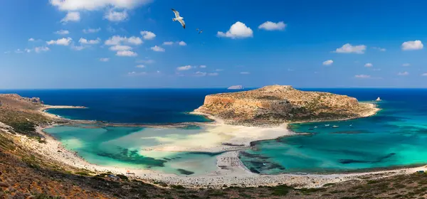 Die Lagune Von Balos Und Die Insel Gramvousa Auf Kreta Stockbild