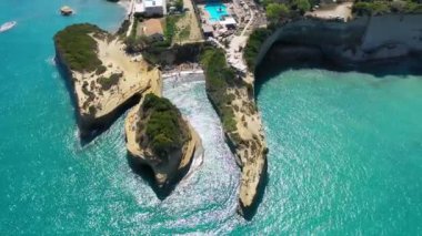 Famous Canal D'amour in Sidari, Corfu island, Greece. Famous Canal d'Amour beach with beautiful rocky coastline in amazing blue Ionian Sea in Sidari holiday village on Corfu island in Greece.