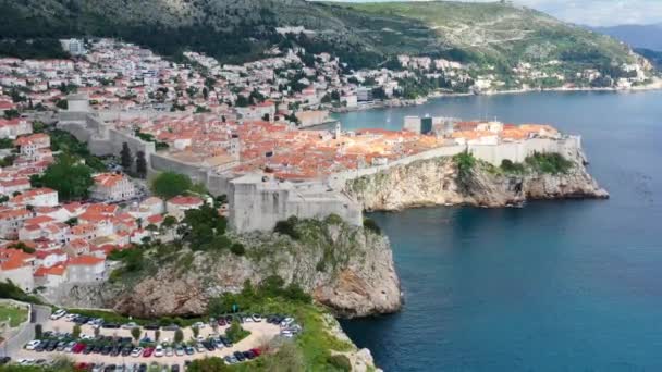 Hırvatistan Dubrovnik Şehrinden Fort Lovrijenac Lovrijenac Kalesi Batı Limanı Üzerinde — Stok video