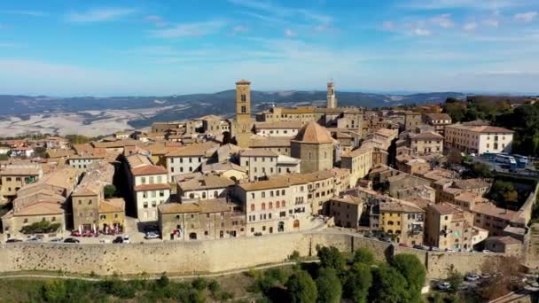 Toscana Volterra Città Skyline Chiesa Vista Panoramica Maremma Italia Europa — Video Stock