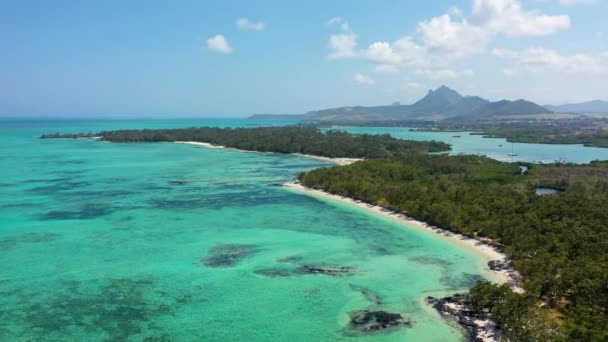 Ilha Ile Aux Cerfs Com Idílica Cena Praia Mar Água — Vídeo de Stock