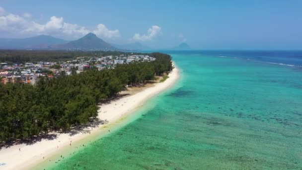 Linda Ilha Maurícia Com Praia Flic Flac Recifes Corais Torno — Vídeo de Stock