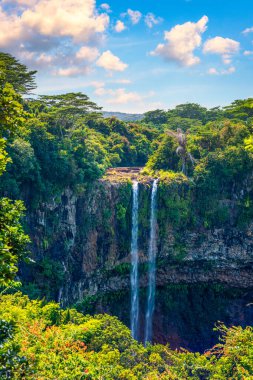 Mauritius adasındaki en yüksek şelale Chamarel 'dir ve suyu uzun zaman önce sönmüş bir volkanın kraterine düşer. Mauritius adası Chamarel şelalesinin egzotik cenneti..