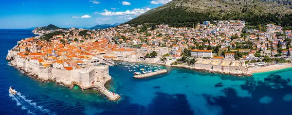 Vista Aérea Dubrovnik Uma Cidade Sul Croácia Frente Mar Adriático Imagem De Stock