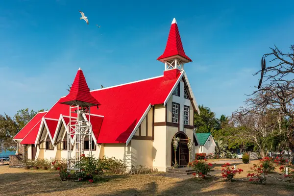 Red Church Cap Malheureux Village Mauritius Island Notre Dame Auxiliatrice Royalty Free Stock Photos