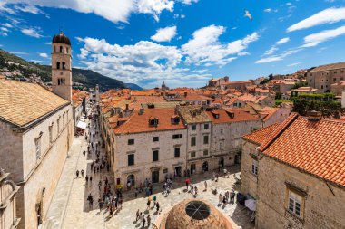 The aerial view of Dubrovnik, a city in southern Croatia fronting the Adriatic Sea, Europe. Old city center of famous town Dubrovnik, Croatia. Dubrovnik historic city of Croatia in Dalmatia.  clipart