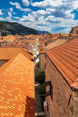 Dubrovnik a city in southern Croatia fronting the Adriatic Sea, Europe. Old city center of famous town Dubrovnik, Croatia. Picturesque view on Dubrovnik old town (medieval Ragusa) and Dalmatian Coast. clipart
