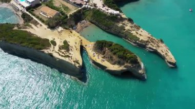 Famous Canal D'amour in Sidari, Corfu island, Greece. Famous Canal d'Amour beach with beautiful rocky coastline in amazing blue Ionian Sea in Sidari holiday village on Corfu island in Greece.