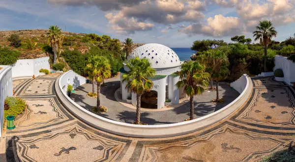 The beautiful buildings at Kalithea Springs constructed in the 1930s, Rhodes Island, Greece, Europe. Kallithea Therms, Kallithea Springs located at the bay of Kallithea on Rhodes island, Greece. 