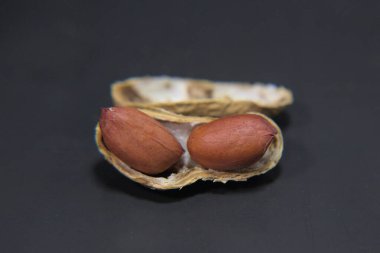 Kabuklu fındık ezmesi ve içinde iki fındık var.