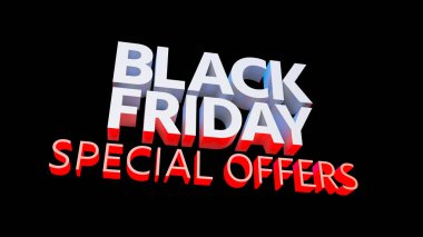 Büyük 3D Kara Cuma Özel Teklif metni. 3d Hazırlama.