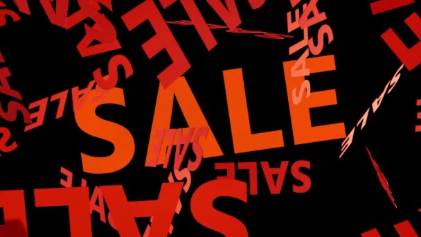 Cutouts Red Sale Text Falling Top Dark Surface Green Screen — Stock Video