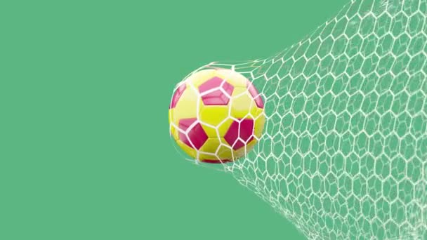 足球或足球飞入球门网 马特包括在内 — 图库视频影像