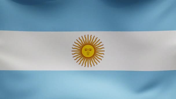 Banderas Nacionales Argentina Ondeando Aire Pantalla Completa — Vídeos de Stock