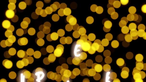 Animazione Felice Anno Nuovo Incandescente Davanti Luci Bokeh Focalizzate Particelle — Video Stock