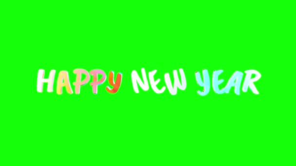 Dancing Happy New Year Text Animation Green Screen Matte Versions — Stockvideo