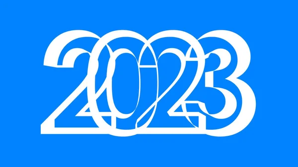 Kağıt ince 2023 yazı mavi arkaplanda. Mutlu yıllar kartı..