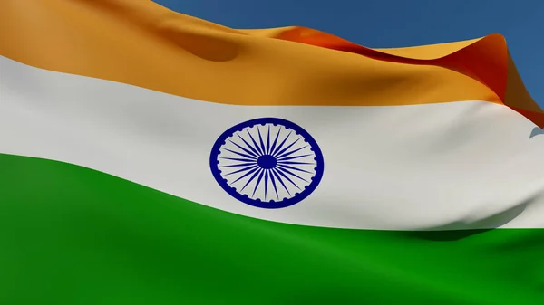 Indian National Flag waving in the wind, full screen background.