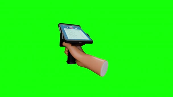 Портативний Rfid Сканер Або Rfid Сканування Інвентаризації Зелений Екран Матова — стокове відео