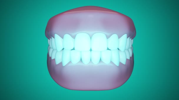 レーザーまたはブルーライト3Dアニメーションによる歯白化 — ストック動画