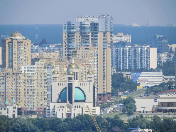 Gyönyörű Városkép Kijev Krisztus Székesegyház Feltámadása Ukrajnában — Stock Fotó