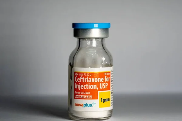 Frasco Antibióticos Ceftriaxone Tratamento Infecções Para Injeção — Fotografia de Stock