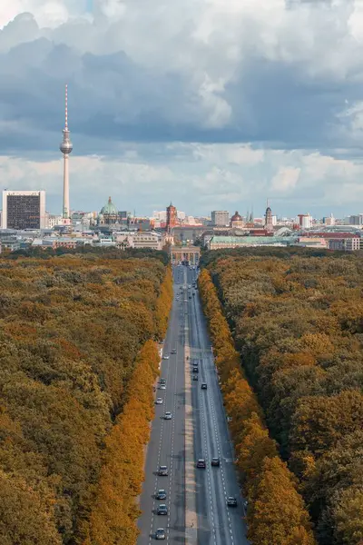 Ein Herbstlicher Großer Tiergarten Mit Stadtbild Und Trübem Düsterem Hintergrund — Stockfoto
