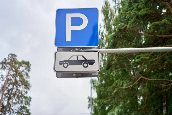 Panneau Signalisation Bleu Parking — Photo