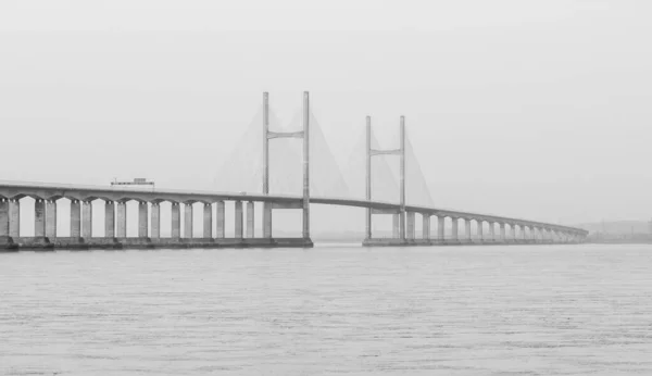 Μια Όμορφη Θέα Μιας Γέφυρας Πάνω Από Τον Ποταμό Severn — Φωτογραφία Αρχείου