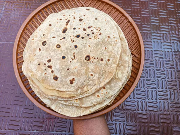 Chapati Även Känd Som Roti Rotli Safati Shabaati Phulka Chapo — Stockfoto