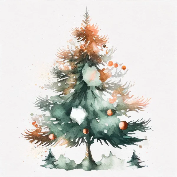 Abstracto Árbol Navidad Acuarela Sobre Fondo Blanco —  Fotos de Stock