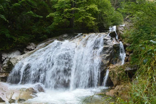 Eine Langzeitbelichtungsaufnahme Eines Wasserfalls Wald — Stockfoto
